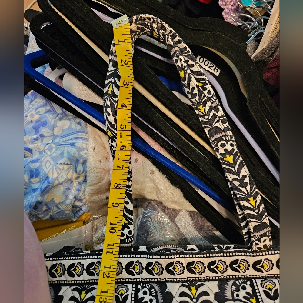 #007- VERA BRADLEY- Black, Yellow, and White Tote Bag - Picture 5 of 16